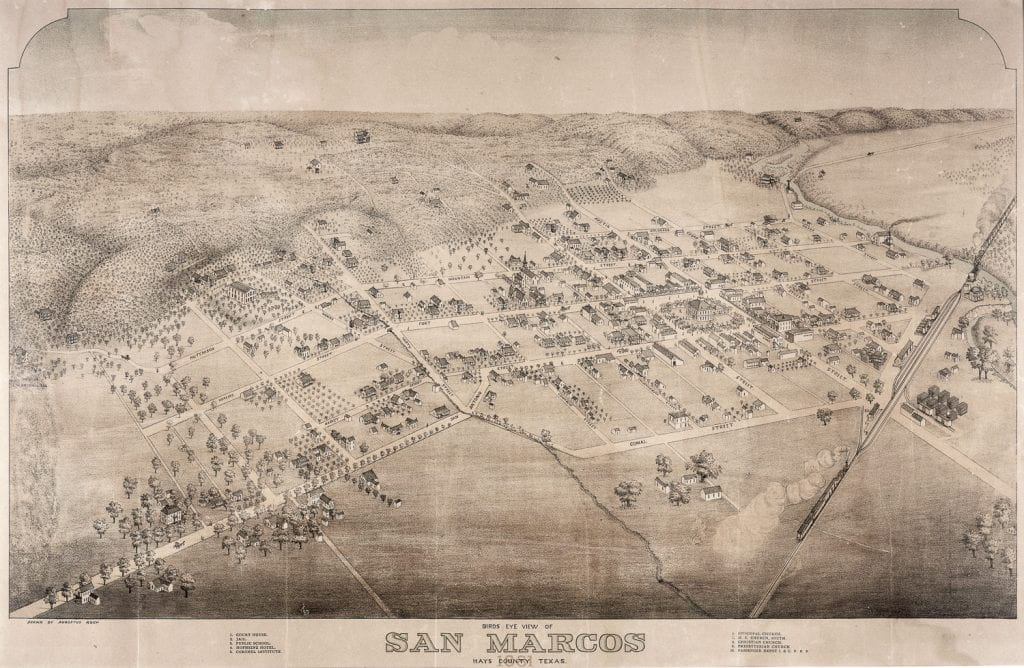 map of San Marcos, Texas, from 1881